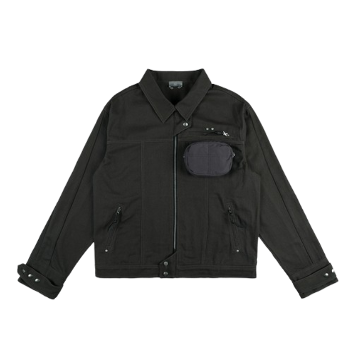 3-pocket work jacket, S size, zip & button closure, chest/side zip pockets, adjustable cuffs
