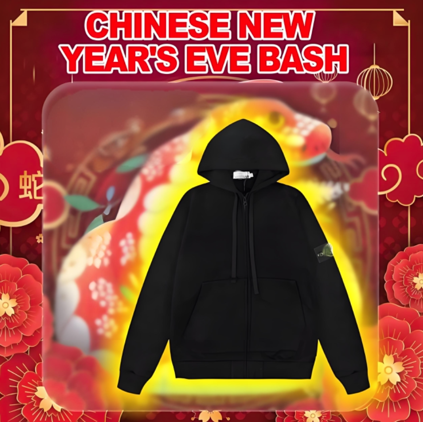 Chinese New Year's STONE ISLAND Hoodie Black Hoodie Hoodies