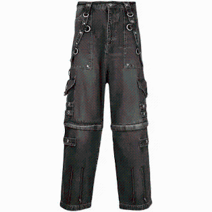 Black Cargo Pants with Metal Ring Accents - Utility Style