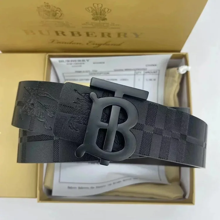 Burberry Black Leather Belt with B Buckle Mise