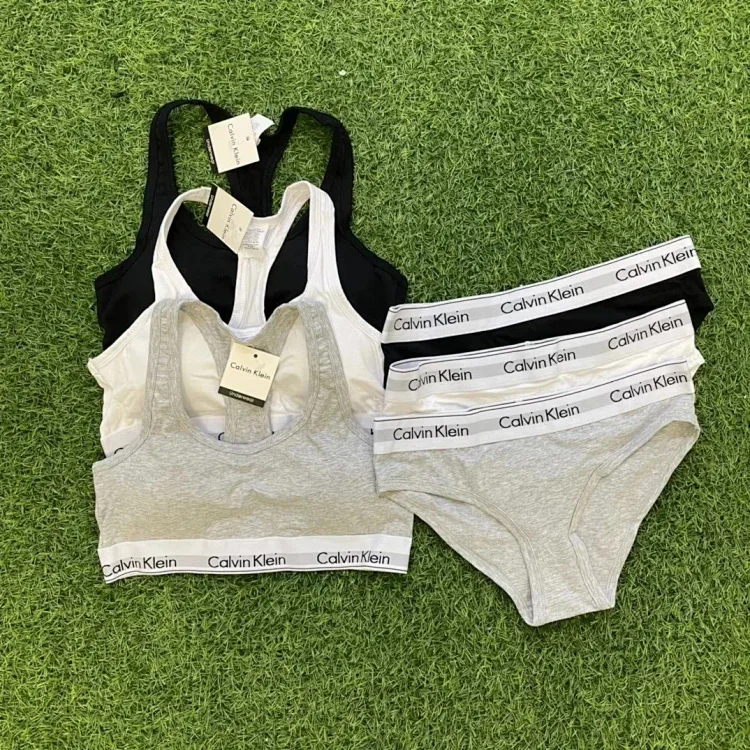 Calvin Klein Sports Bras and Underwear Set, White, Black, Gray, Mise