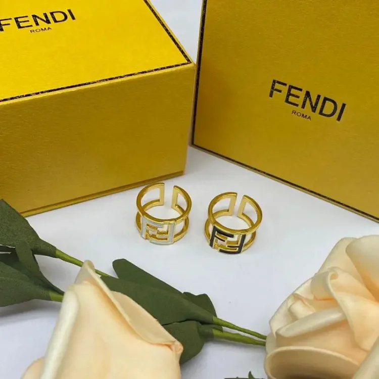 Fendi Gold Rings with Fendi Logo - Gold - Jewelry