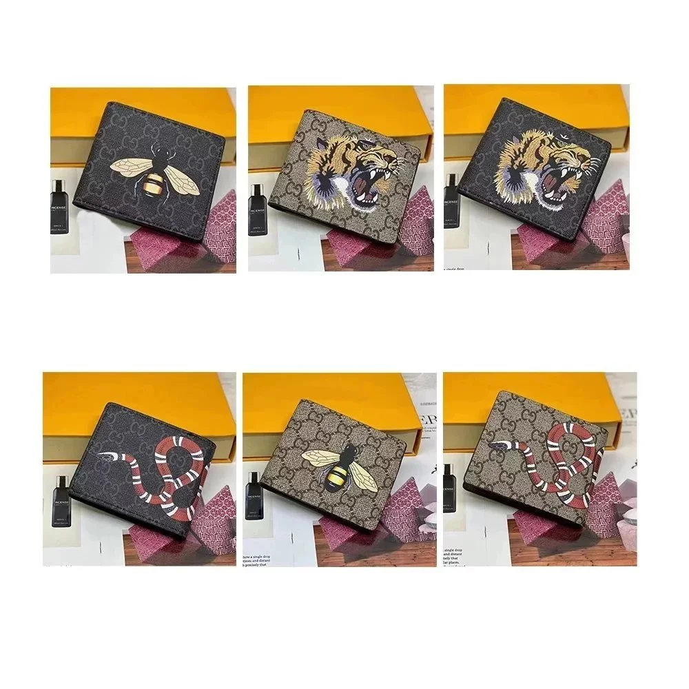 Gucci Embroidered Wallets Dark Brown Beige Mise