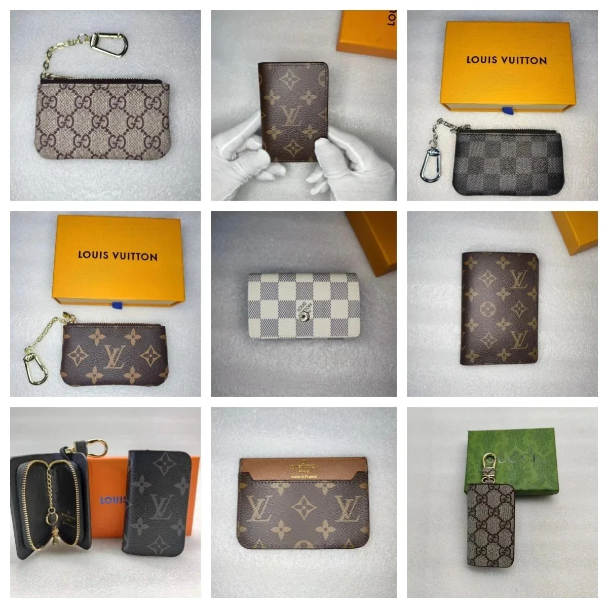 Gucci, Louis Vuitton Cardholders, Keychains, Small Wallets, Brown, Mise