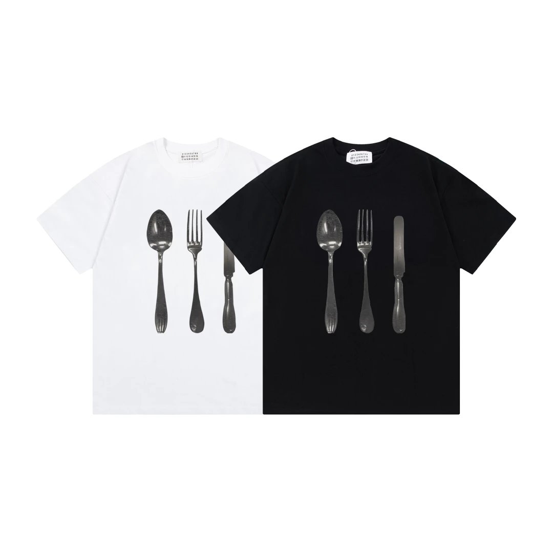 Maison Margiela Cutlery Print T-Shirt White / Black