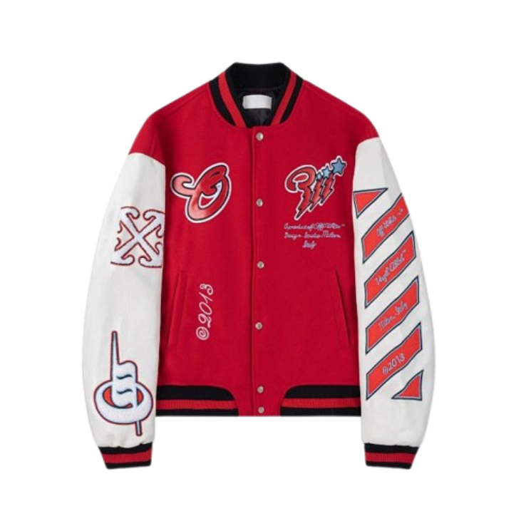 Men's Scorpio Lea wool varsity jacket, red/off-white, OMJA122F24LEA0012503