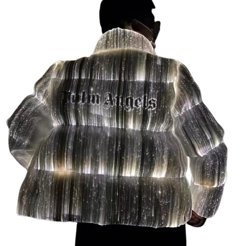 Moncler X Palm Angels MAYA 70 glowing puffer jacket, white, dual side pockets