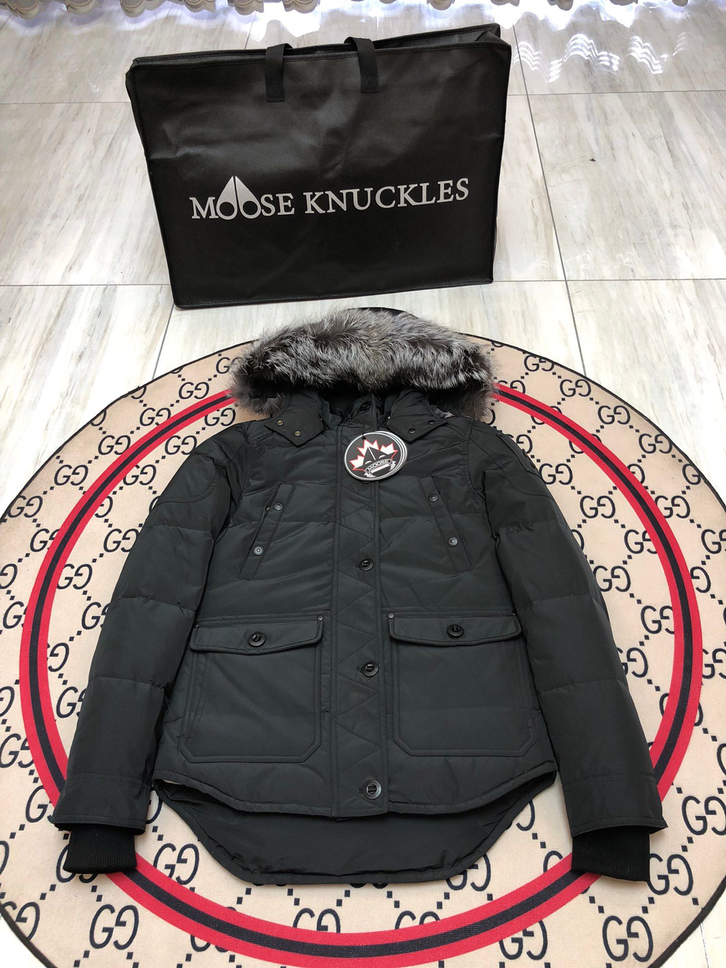 Moose Knuckles Women’s Cropped Black Puffer Jacket