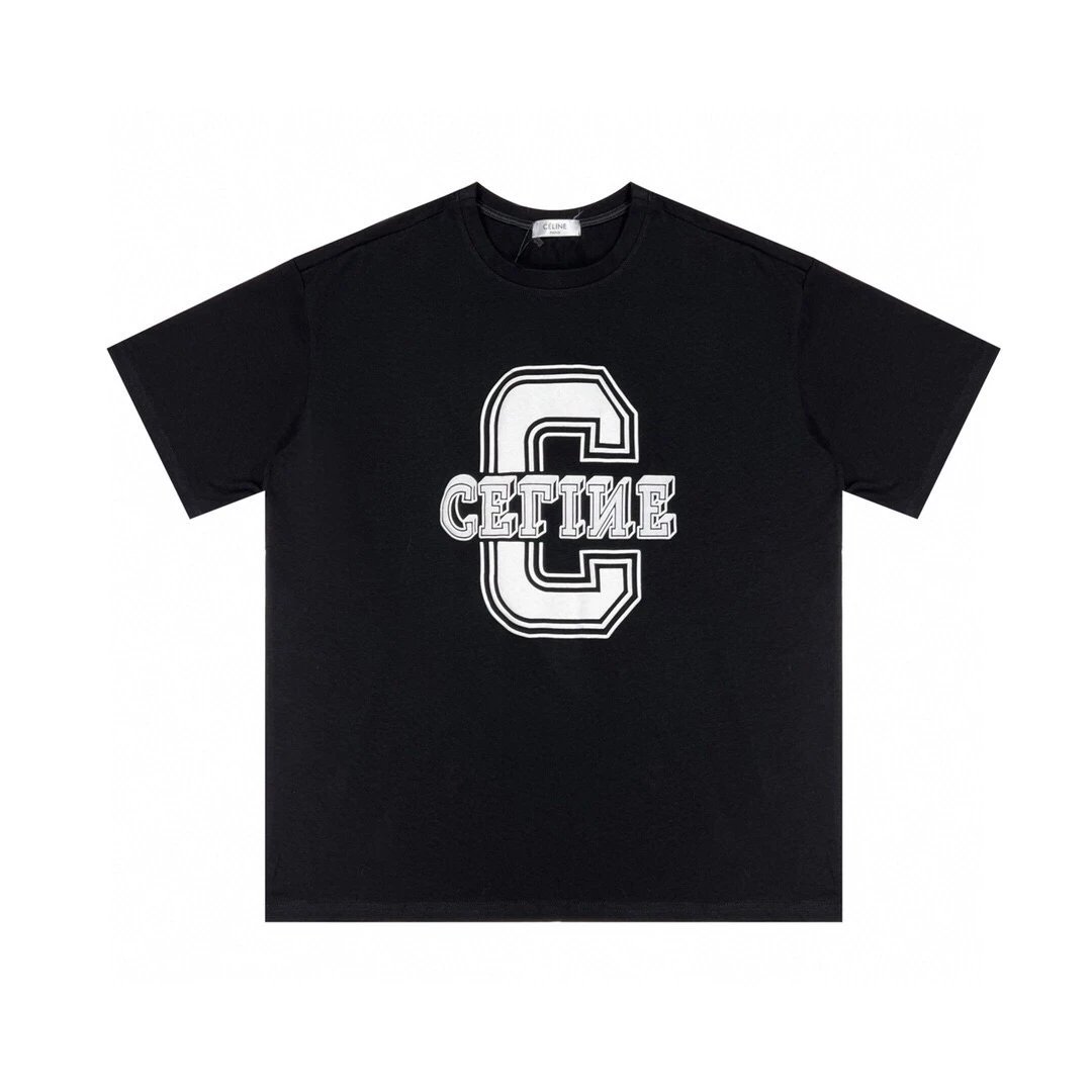 celine logo t-shirt black t-shirts