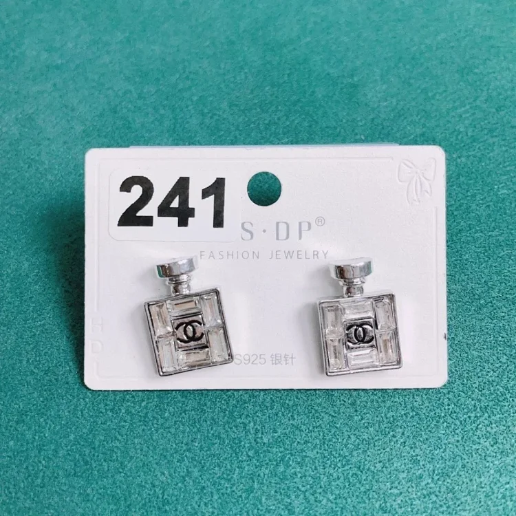 S.DP Perfume Bottle Earrings Silver Jewelry