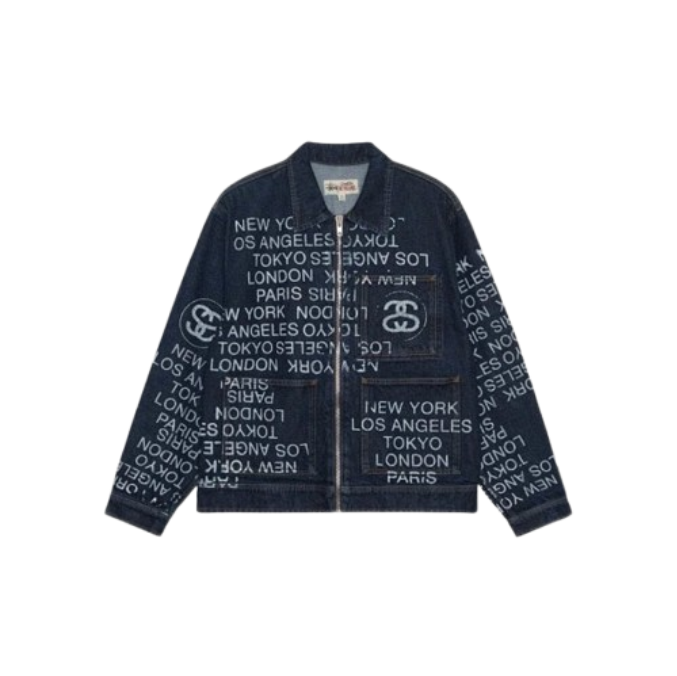 Stussy zip work denim jacket, black, XXL, model 115761
