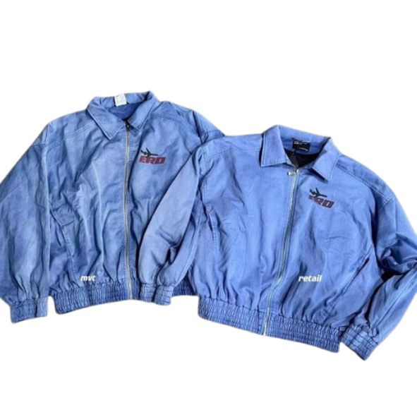 Sun Faded Blue' Death In Flight zip jacket, airplane graphic