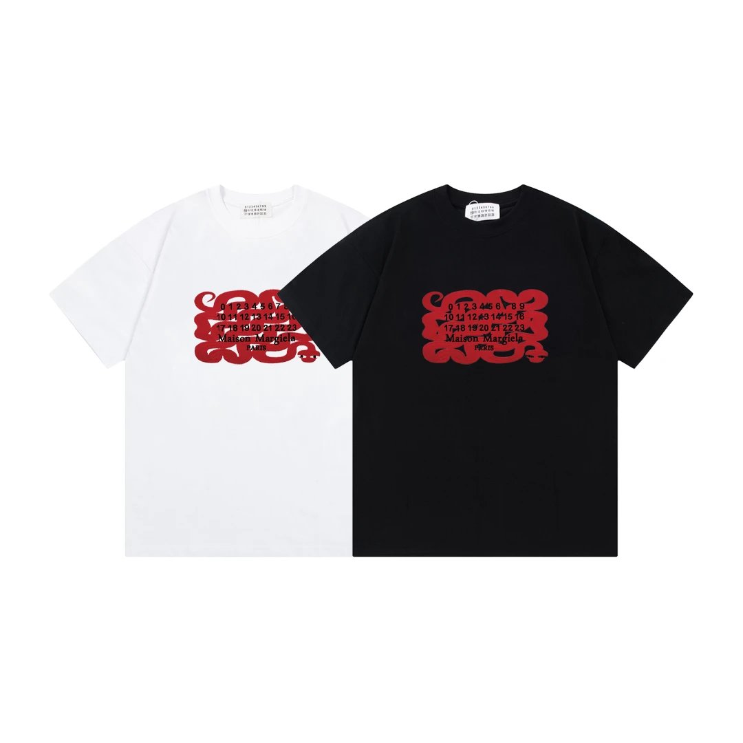  T-shirt with Spiral Design and Numbers in White and Black